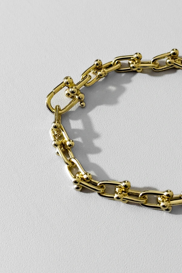Pulseira Hardware | Banho de Ouro 18k | Elo com Esferas