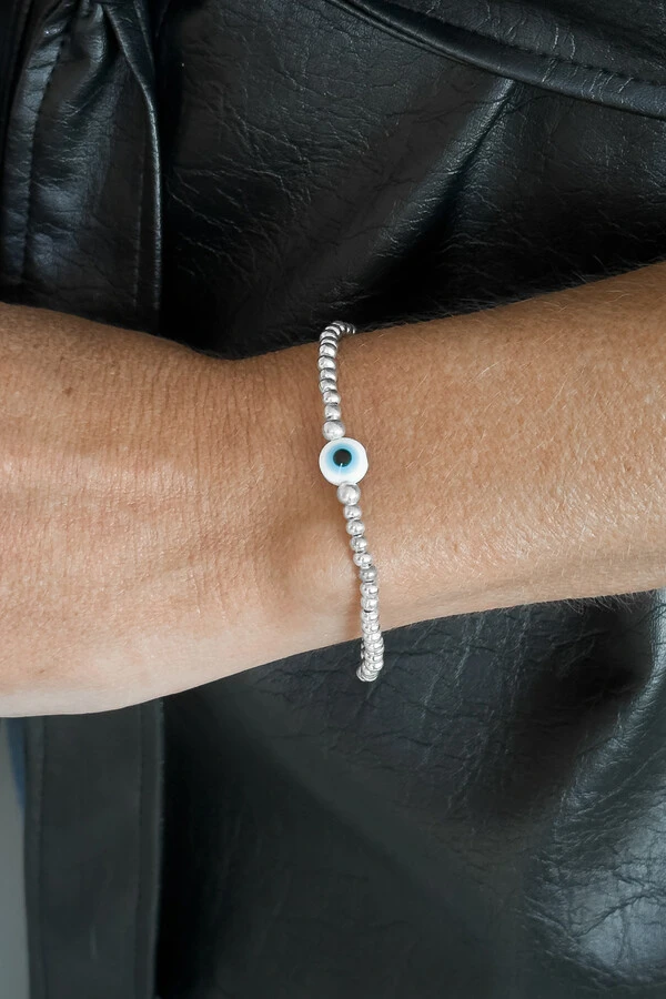 Pulseira Bolinhas | Banho de Prata | Olho Grego