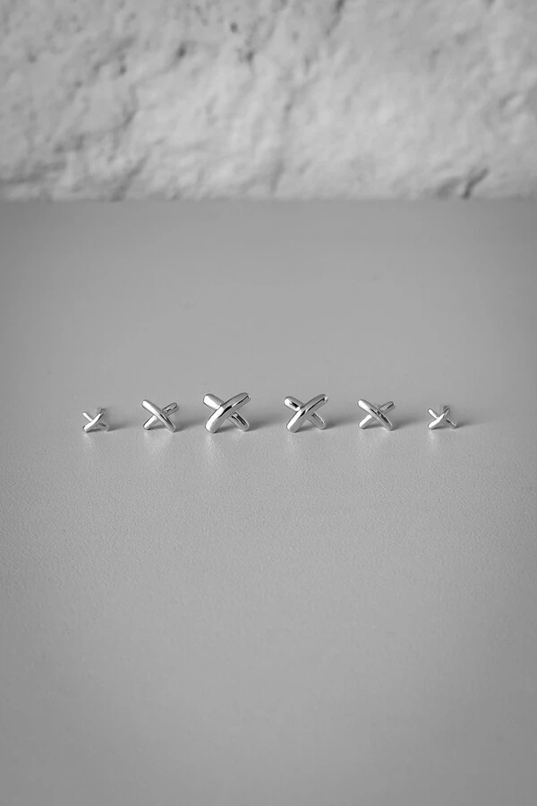 Trio de Brincos X | Banho de Ródio | Minimalista