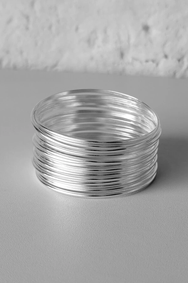 Kit 15 Pulseiras de Argola Fio Liso 2mm | Prata 925 | Mix Pulseirismo