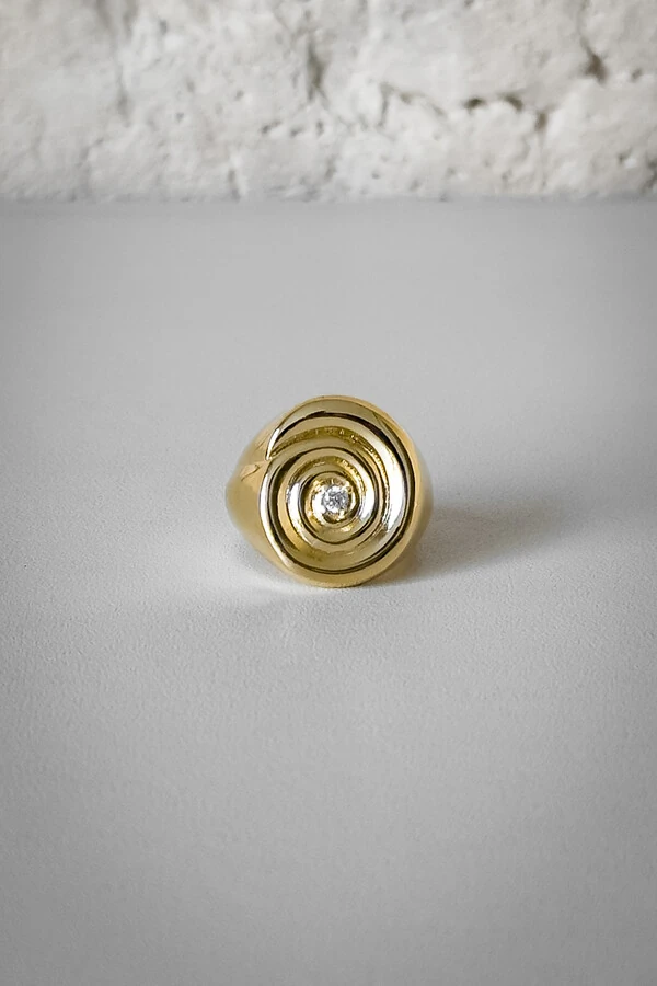 Anel Espiral Micro Zircônia | Banho de Ouro 18k | Sofisticado