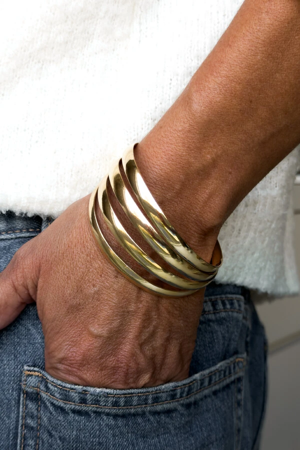 Pulseira Argola Lisa 6mm | Prata 925 com Banho de Ouro 18k | Bold
