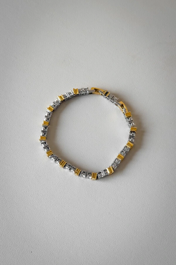 Pulseira Cravejada X Duo | Banho de Ródio e Ouro 18k | Luxo