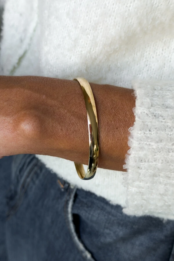 Pulseira Argola Lisa 6mm | Prata 925 com Banho de Ouro 18k | Bold