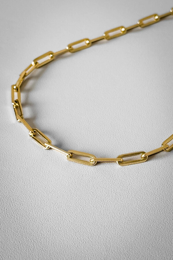 Corrente Elos Longos | Banho de Ouro 18k | Moderna