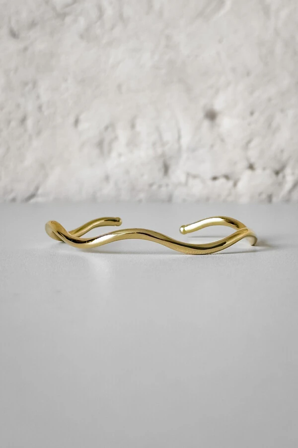 Pulseira Orgânica Lisa Aberta | Banho Ouro 18k | Minimalista