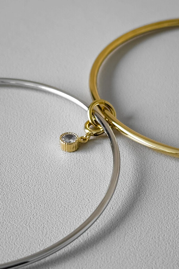 Bracelete 3 Fios Pingentes | Banho Ródio e Ouro 18k | Contemporâneo