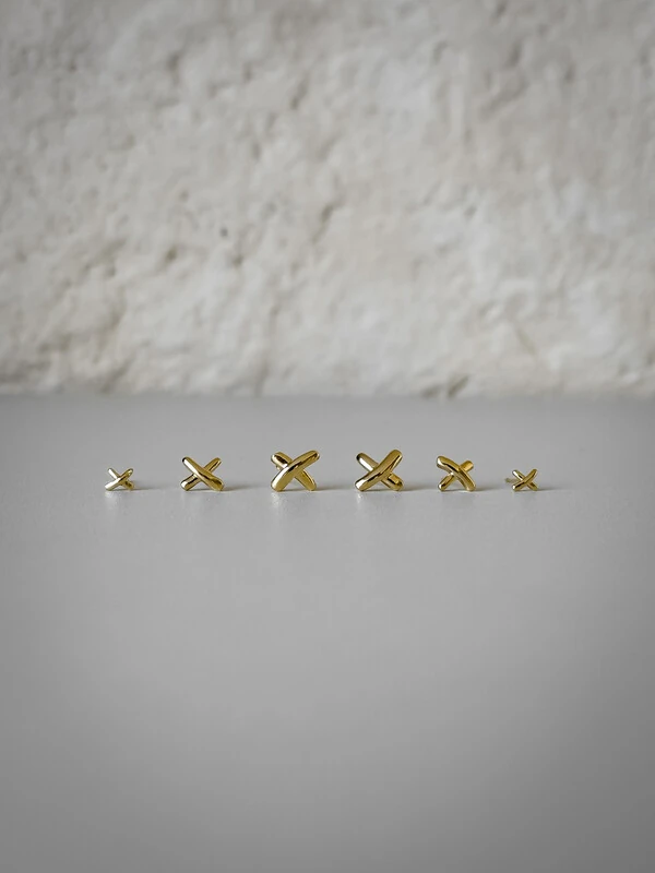 Trio de Brincos X | Banho de Ouro 18k | Minimalista