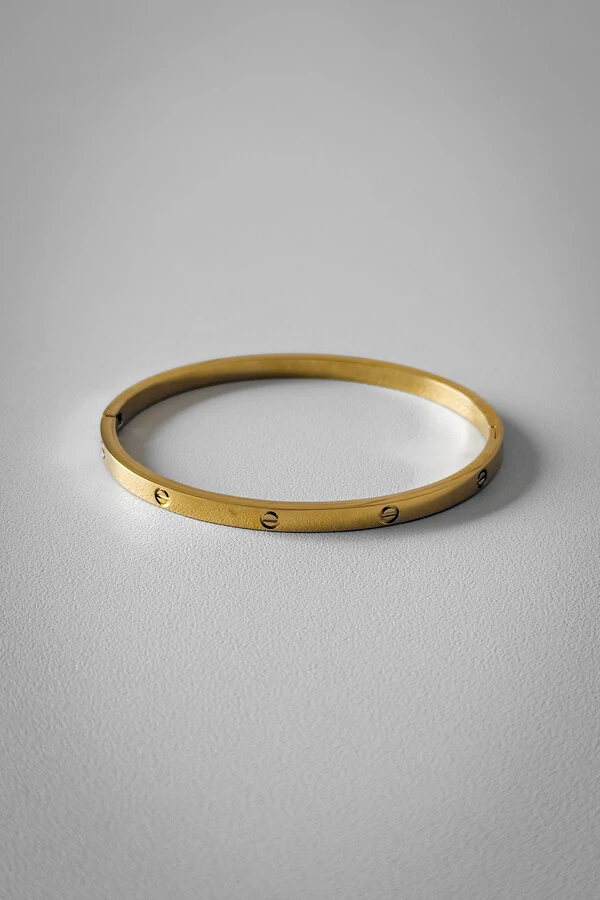 Bracelete Parafuso Liso | Banho de Ouro 18k | Moderno