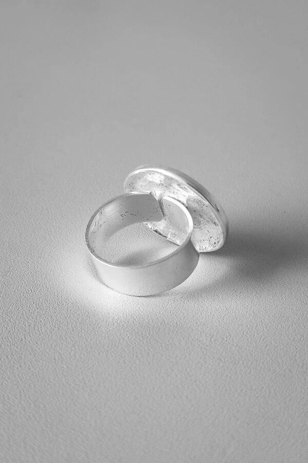 Anel Redondo Azul | Banho Prata 925 | Ajustável