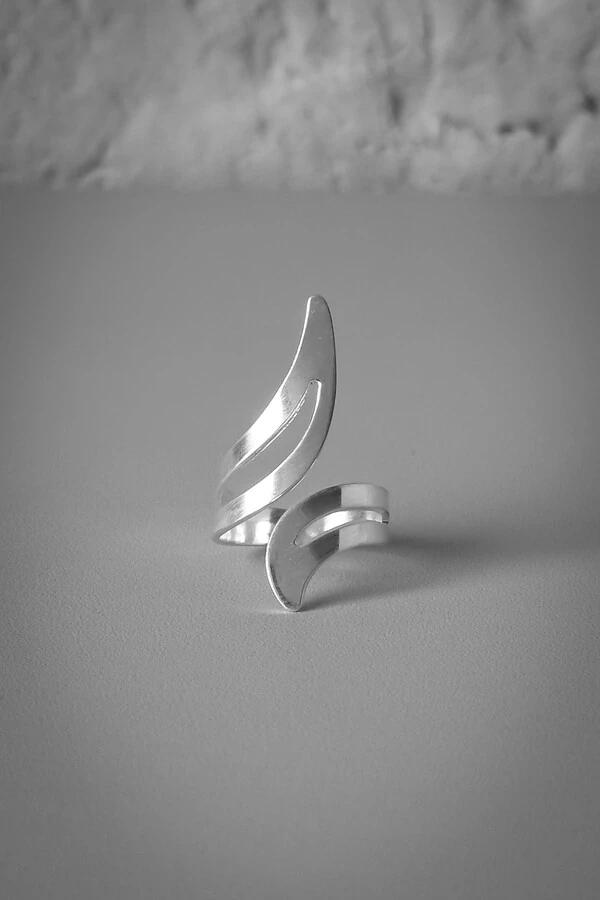 Anel Chama Fluida | Banho de Prata 925 | Moderno