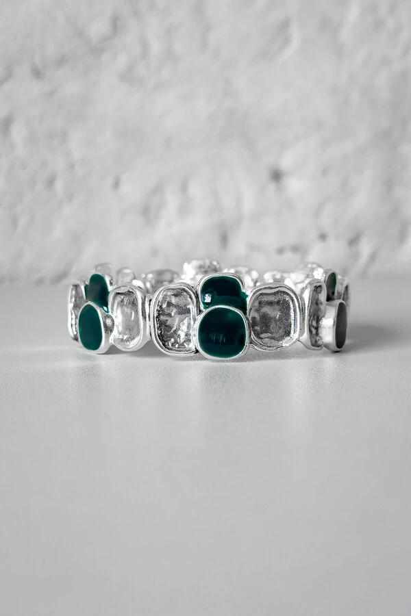 Pulseira Cubos Orgânicos Verde | Banho Prata 925 | Ajustável