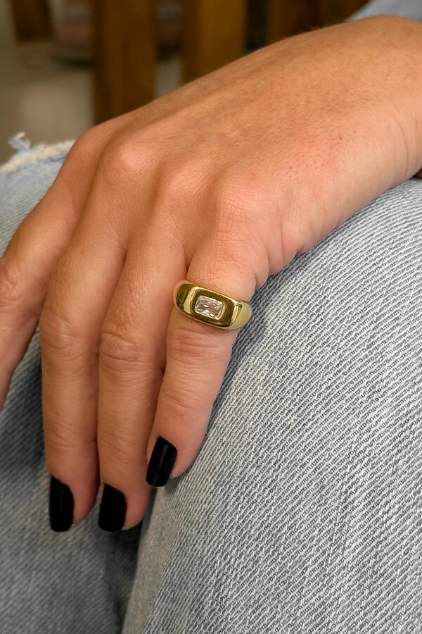 Anel Cristal Ajustável | Banho de Ouro 18k | Moderno