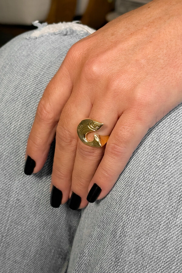 Anel Peixe Ajustável | Banho de Ouro 18k | Tendência