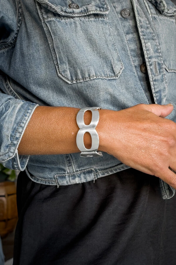 Pulseira Elos Vazados Orgânicos | Banho de Prata 925 | Moderna