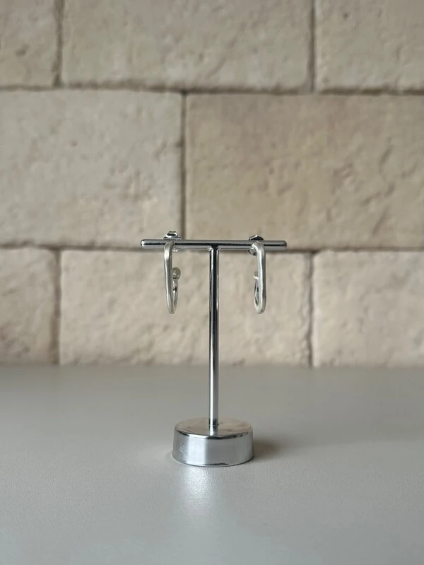 Brinco Argola Retangular Aberta Banho de Prata