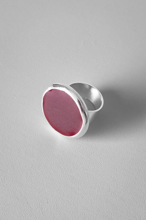 Anel Redondo Vermelho | Banho Prata 925 | Ajustável