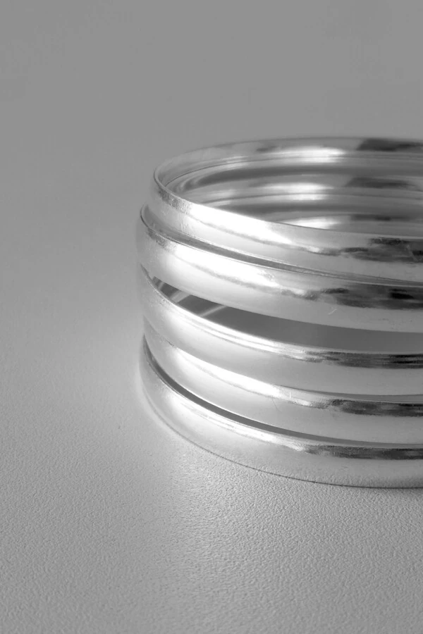 Kit 5 Pulseiras de Argola Fio Liso 6mm | Prata 925 | Mix Presença