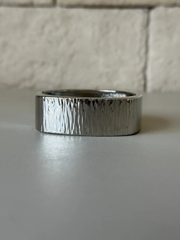 Bracelete Rígido Casca de Árvore Banho de Ródio