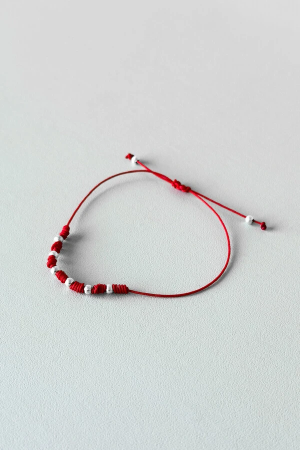 Pulseira da Sorte | Banho de Prata | Fio Vermelho 7 Nós