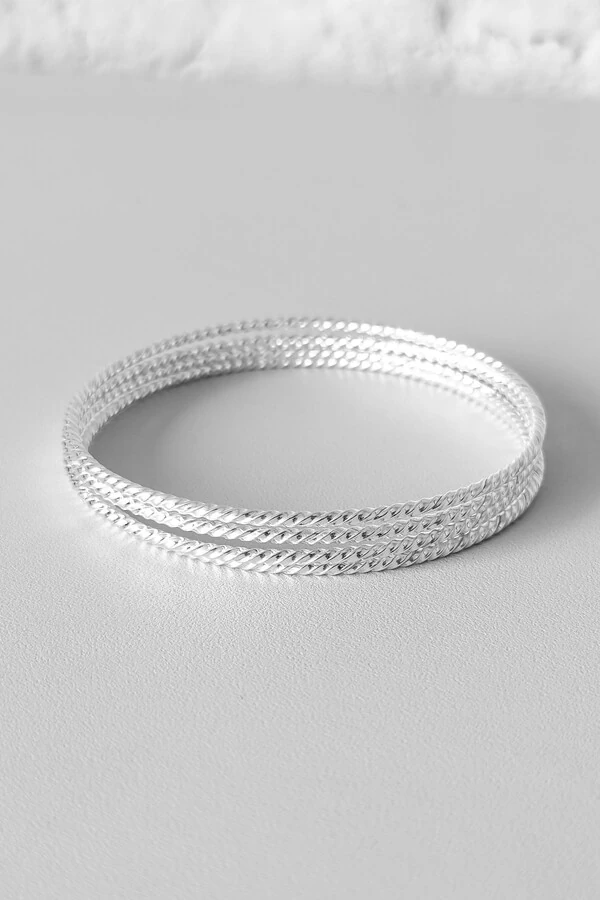 Kit 4 Pulseiras de Argola Fio Torcido | Prata 925 | Mix Moderno