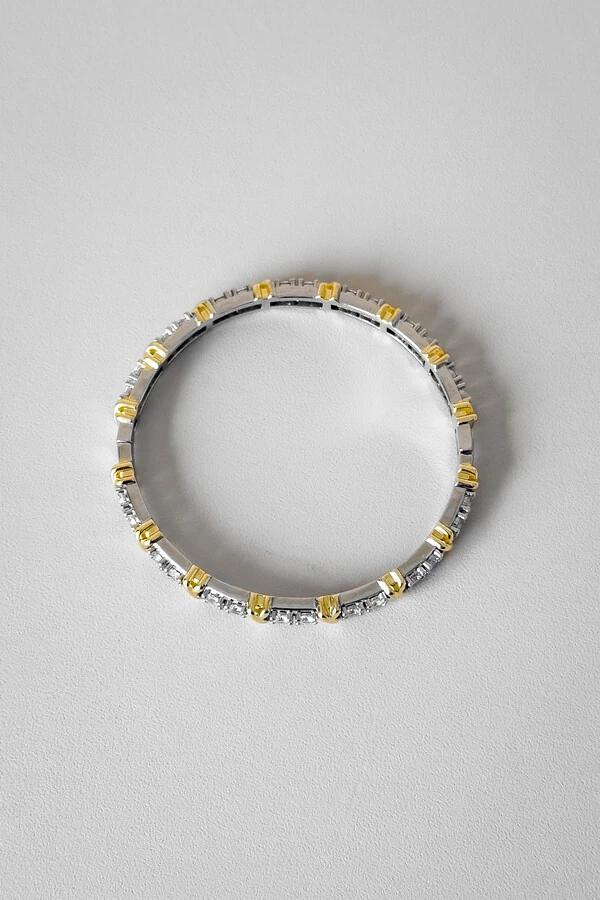 Bracelete Cravejado X Duo | Banho Ródio e Ouro 18k | Luxo