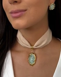 Choker Tecido Gota de Quartzo Verde