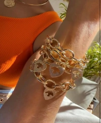 Pulseira Elos com Pingente Cravejado Espírito Santo