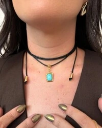 Choker Boho com Pedra Turquesa