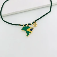 Colar Verniz Italiano Verde com Pingente Brasil