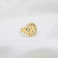 Anel Letra Cravejado Ajustável