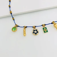 Colar Verniz Italiano Azul com Pingentes do Brasil e Hematita Dourada