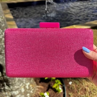 Bolsa Clutch Malha Pink com Brilho