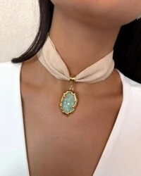 Choker Tecido Gota de Quartzo Verde