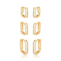 Brinco Trio Argola Click Cravejado com Zircônias Baguete