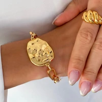 Pulseira Elo Cadeado com Medalha Martelada