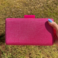 Bolsa Clutch Malha Pink com Brilho