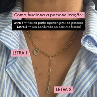 Colar de Elos com Pingentes de Letra Cravejado