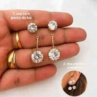 Brinco Ponto de Luz Duplo Virginia (bijouteria)