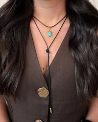 Choker Boho com Pedra Turquesa