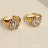 Anel Letra Cravejado Ajustável