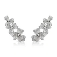 Brinco Ear Cuff Flower Luxo Pino em Prata 925