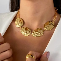 Colar Elos Cadeado com Medalha Martelada