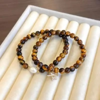 Pulseira Dupla Pedra Olho de Tigre