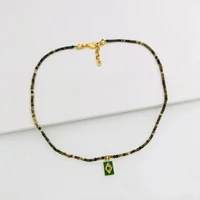 Colar Cristal com Pingente Brasil