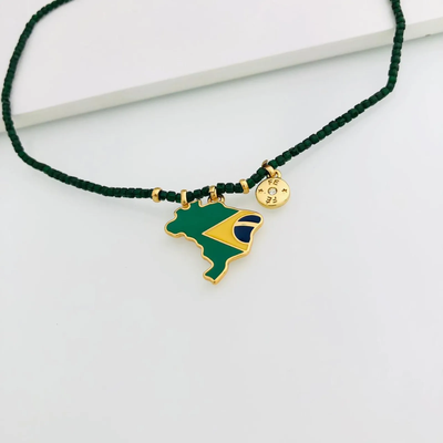 FotoColar Verniz Italiano Verde com Pingente Brasil