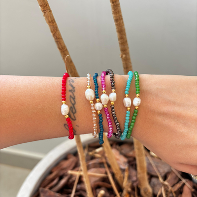 Foto Pulseira Cristais com Pérola de Água Doce