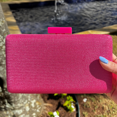 Foto Bolsa Clutch Malha Pink com Brilho