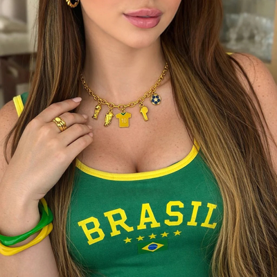 Foto Colar Elos com Pingentes Brasil