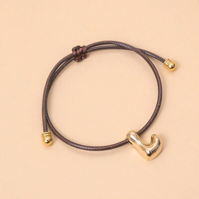 Foto Pulseira Fio Courinho Pingente Letra